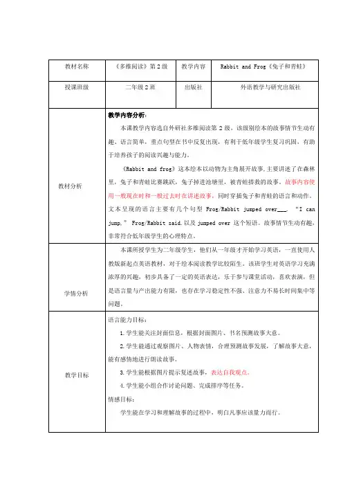 小学英语人教新起点二年级上册Unit5IntheParkRabbitandfrog