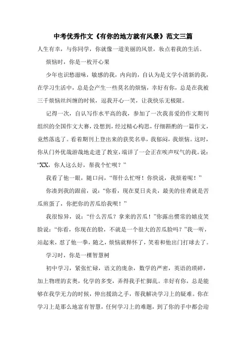 中考优秀作文《有你的地方就有风景》范文三篇.doc