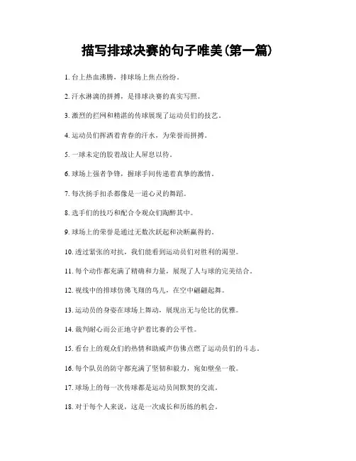 描写排球决赛的句子唯美(精选合集两篇)