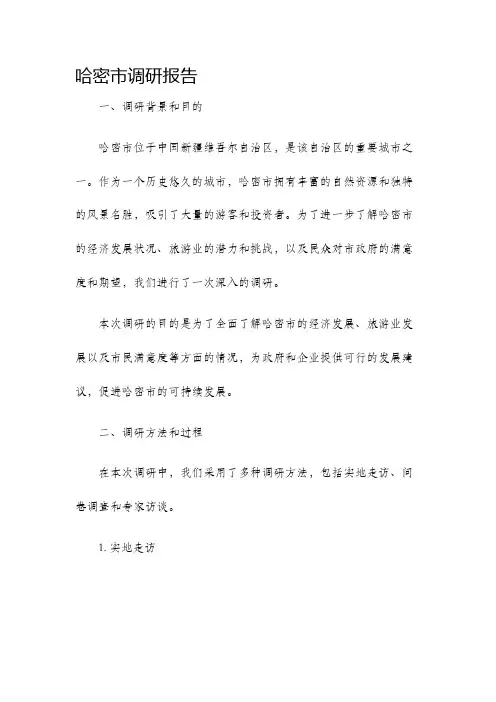 哈密市调研报告