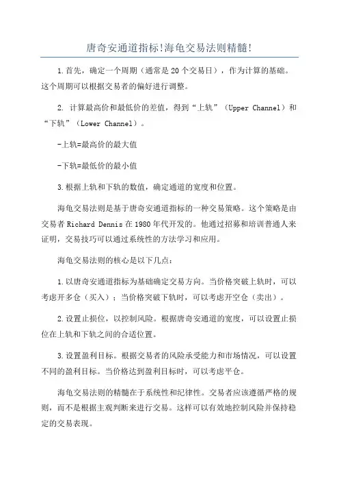 唐奇安通道指标!海龟交易法则精髓!