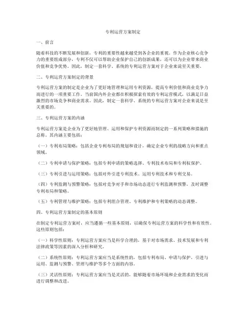 专利运营方案制定