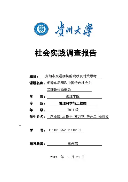 贵阳市交通拥堵情况调查报告(修改)