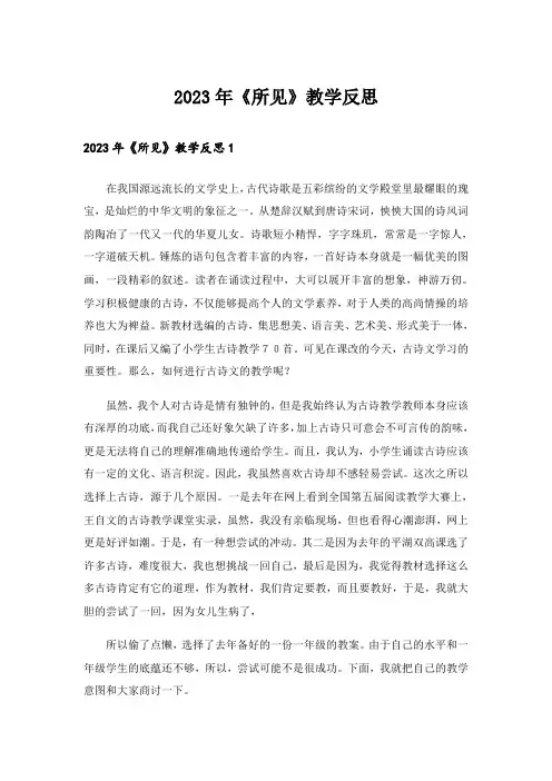 2023年《所见》教学反思