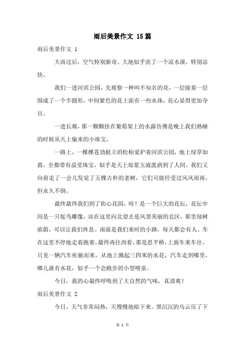 雨后美景作文 15篇