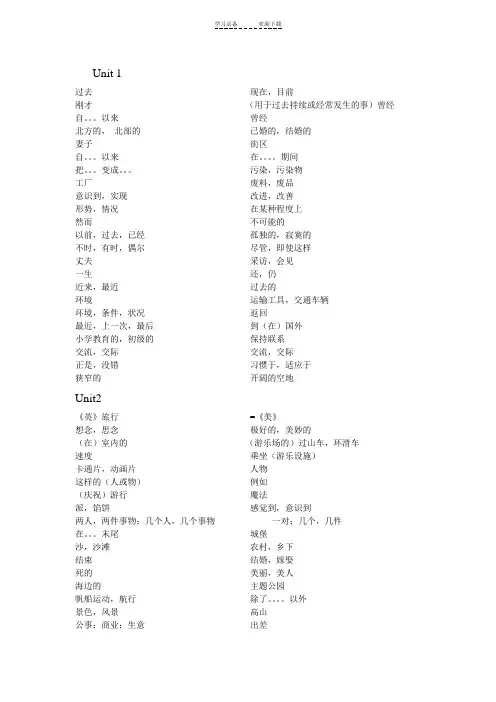 译林版八年级下册英语单词默写表文档