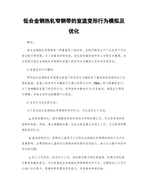 低合金钢热轧窄钢带的室温变形行为模拟及优化