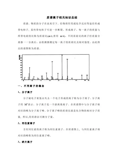 质谱离子相关知识总结