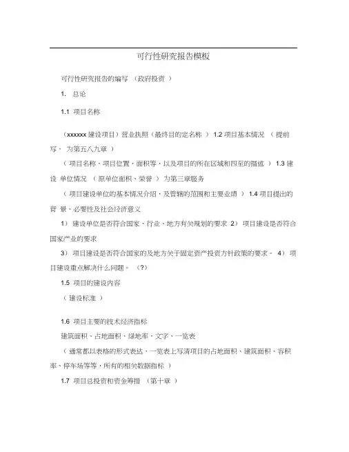 可行性研究报告模板