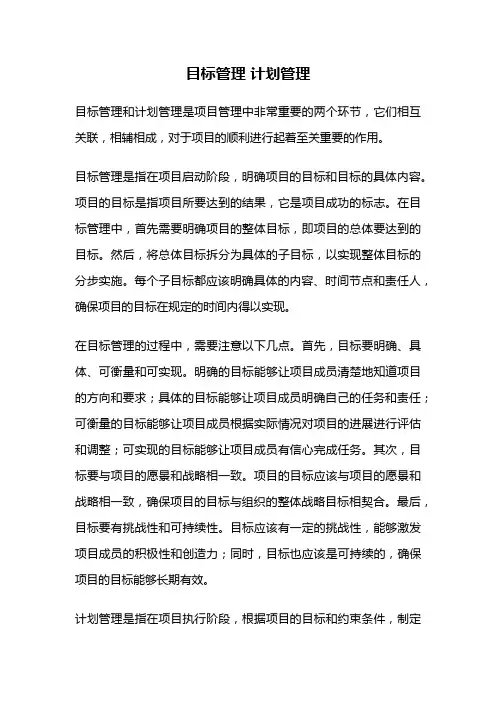 目标管理 计划管理