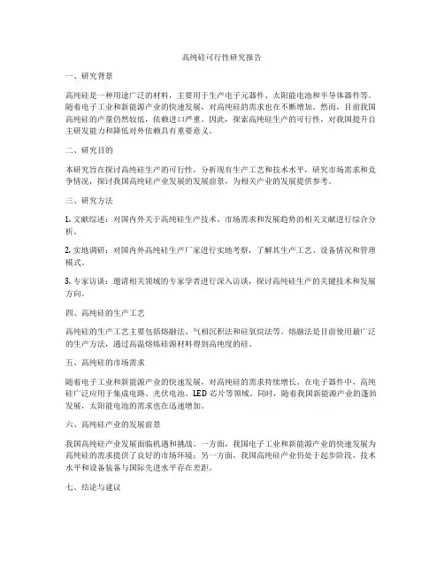 高纯硅可行性研究报告