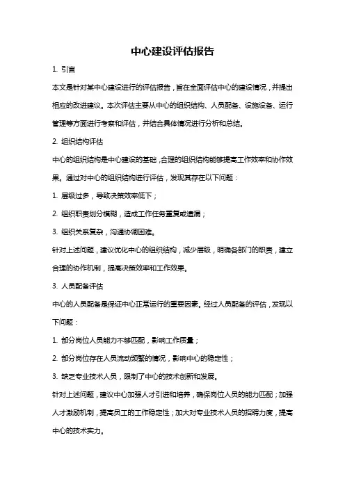 中心建设评估报告