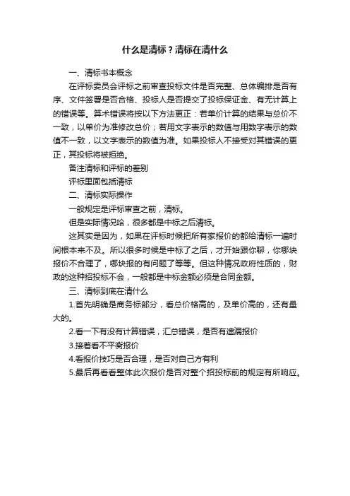 什么是清标？清标在清什么