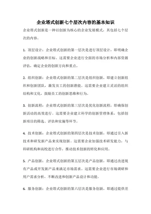 企业塔式创新七个层次内容的基本知识