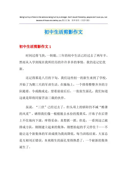 初中生活剪影作文