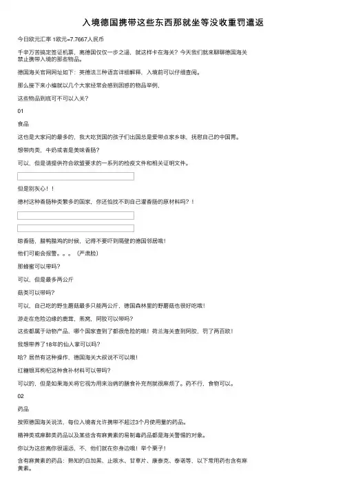 入境德国携带这些东西那就坐等没收重罚遣返