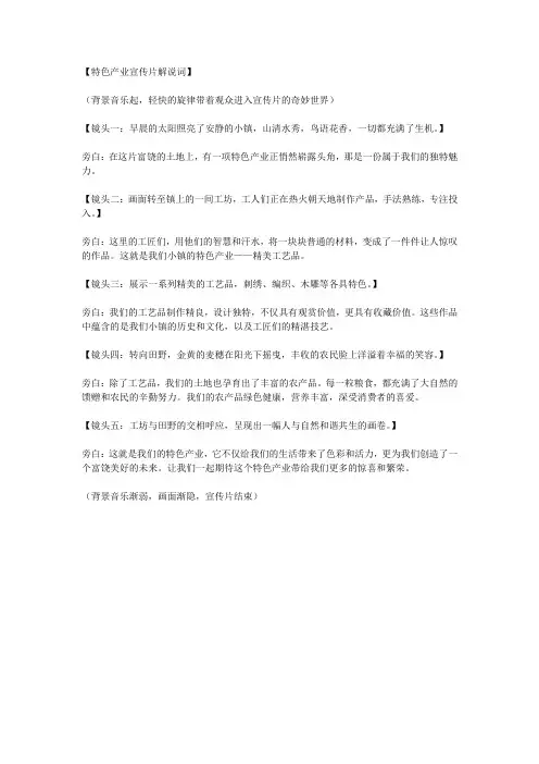 特色产业宣传片解说词