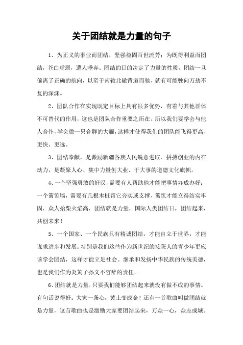 关于团结就是力量的句子