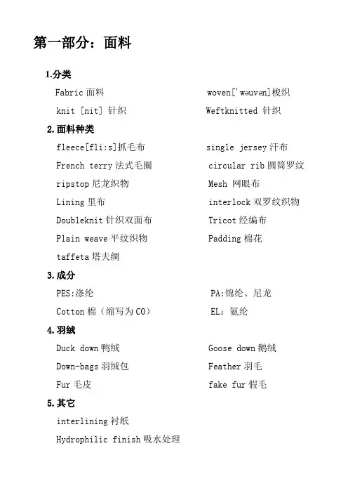 基础服装英语-实用版