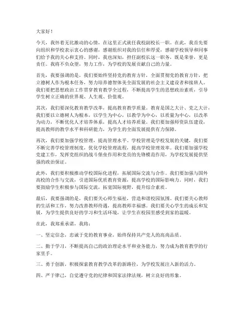 高校副校长就职发言稿范文
