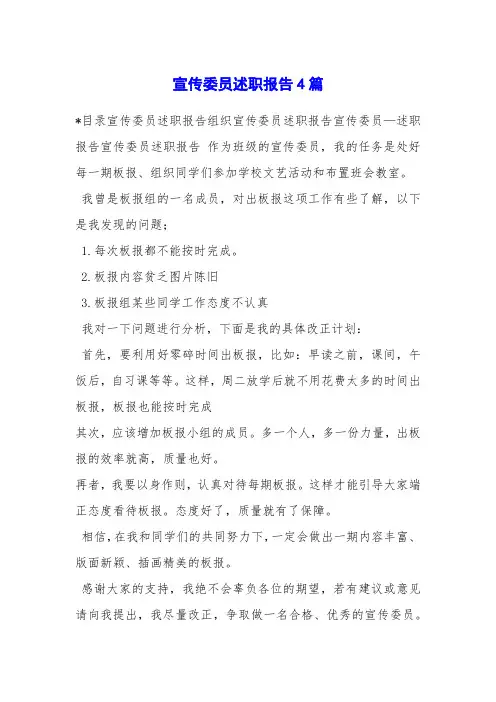 宣传委员述职报告4篇