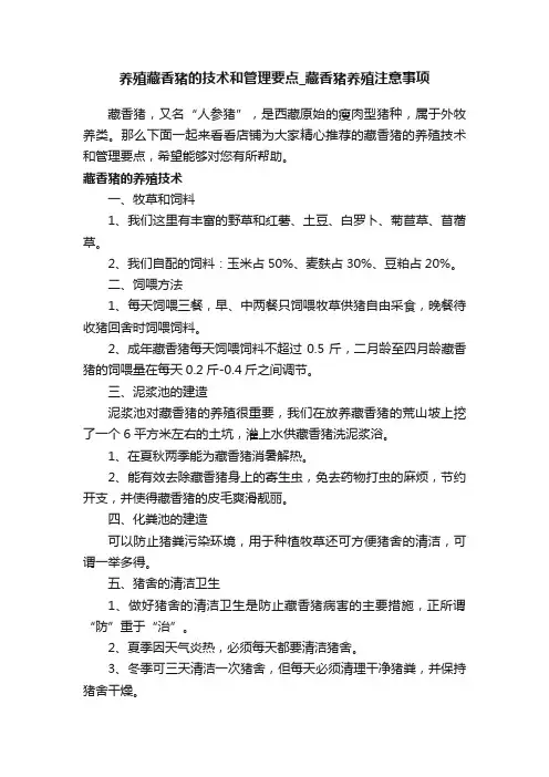 养殖藏香猪的技术和管理要点_藏香猪养殖注意事项