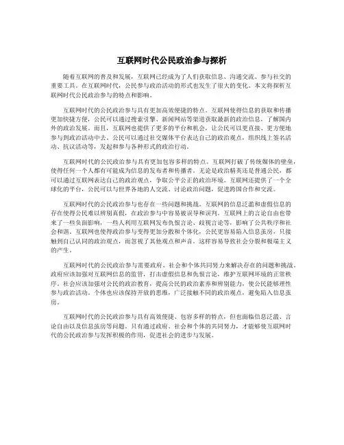 互联网时代公民政治参与探析