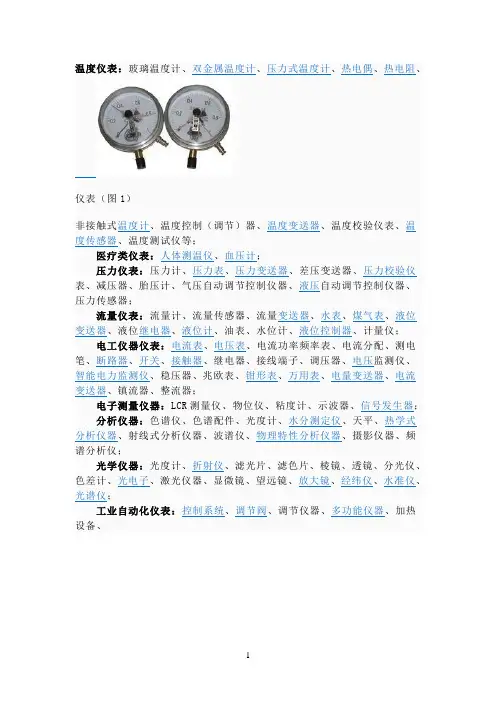 仪表种类