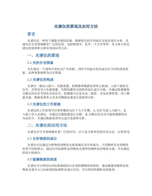 光谱仪的原理及应用方法