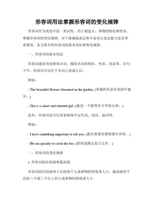 形容词用法掌握形容词的变化规律