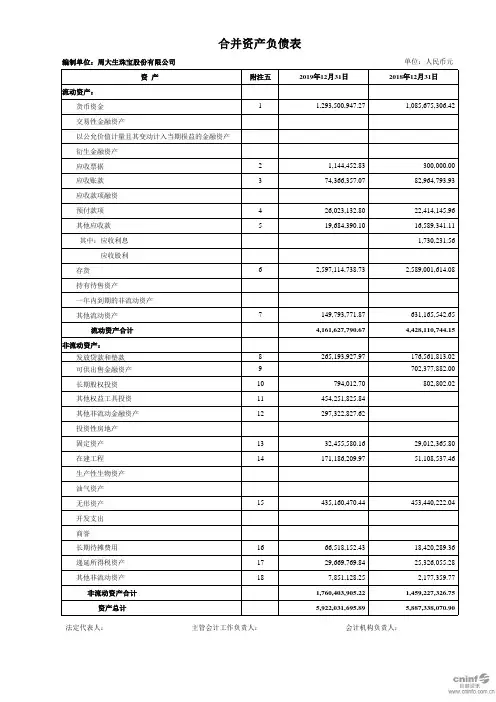 周大生：年报财务报表