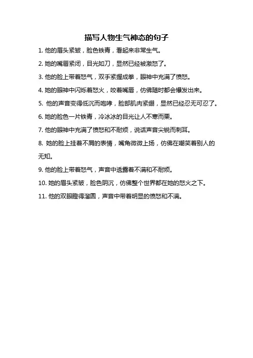 描写人物生气神态的句子