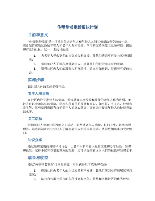 传帮带老带新帮扶计划