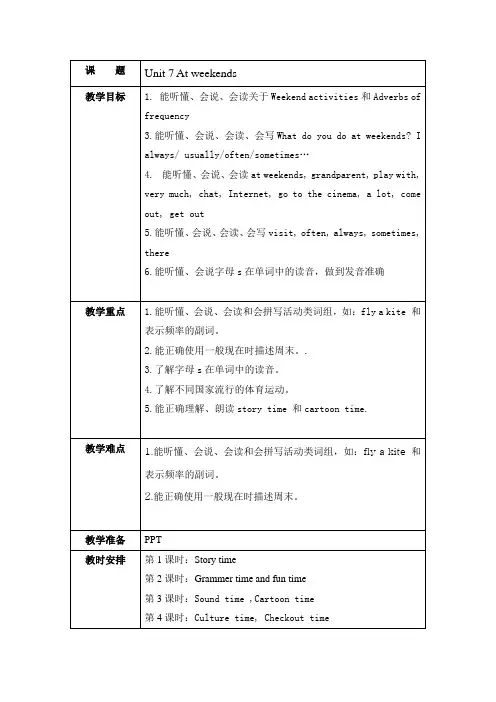Unit 7 At weekends (Period 2) 小学英语五年级上册教案 译林版三起