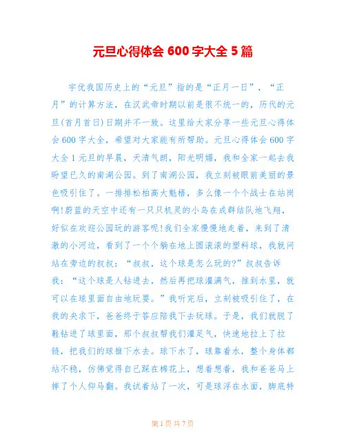 元旦心得体会600字大全5篇