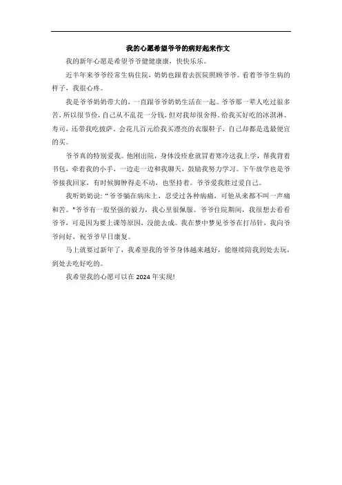 我的心愿希望爷爷的病好起来作文
