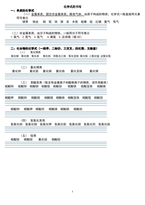 周末化学作业：务必学会化学式的书写(注重方法学起来并不难)