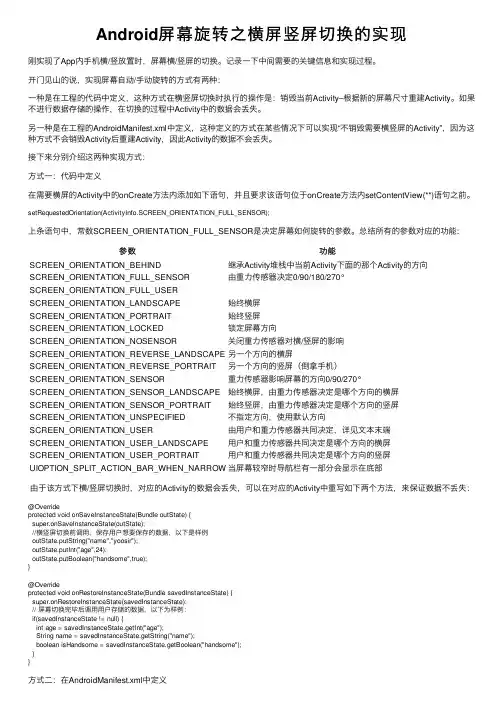 Android屏幕旋转之横屏竖屏切换的实现