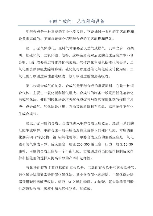 甲醇合成的工艺流程和设备