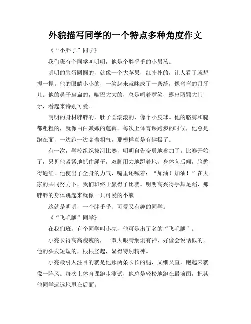 外貌描写同学的一个特点多种角度作文