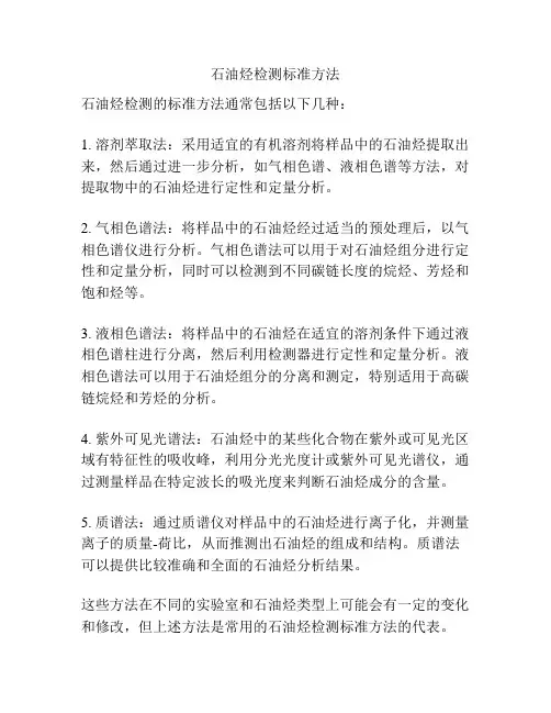 石油烃检测标准方法