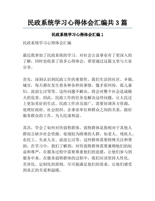 民政系统学习心得体会汇编共3篇