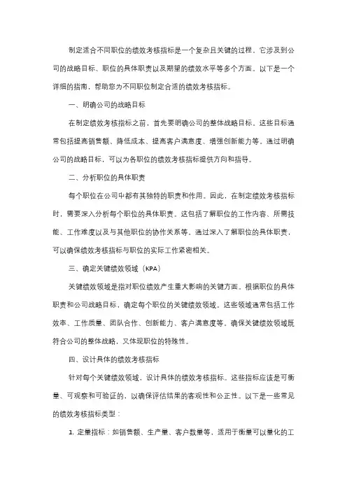  如何制定适合不同职位的绩效考核指标？