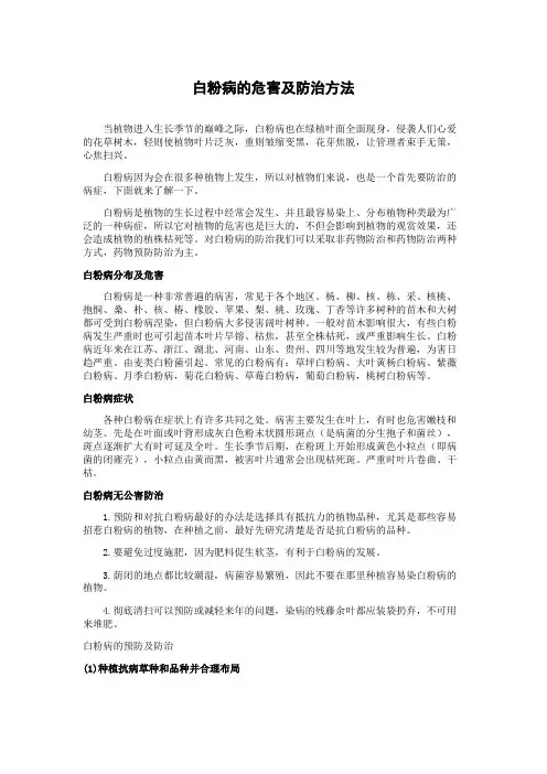 白粉病的危害及防治方法