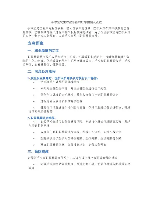 手术室发生职业暴露的应急预案及流程