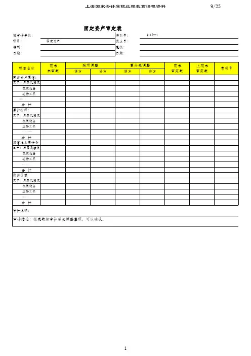 固定资产-审定表
