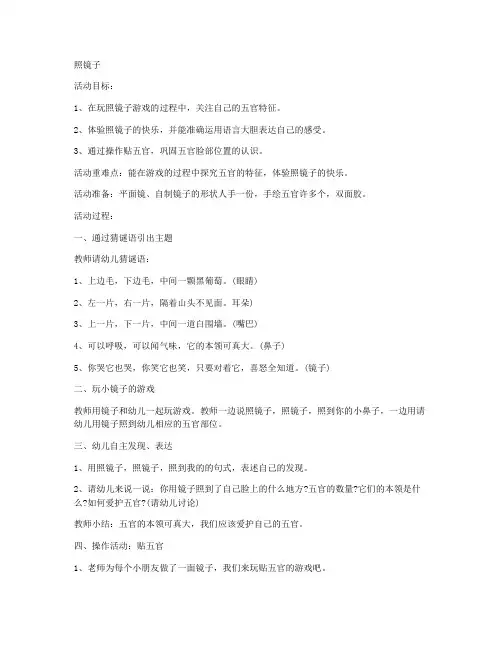 (教学课件)-幼儿园小班科学教案：照镜子