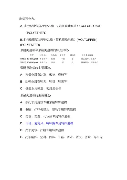 泡棉种类