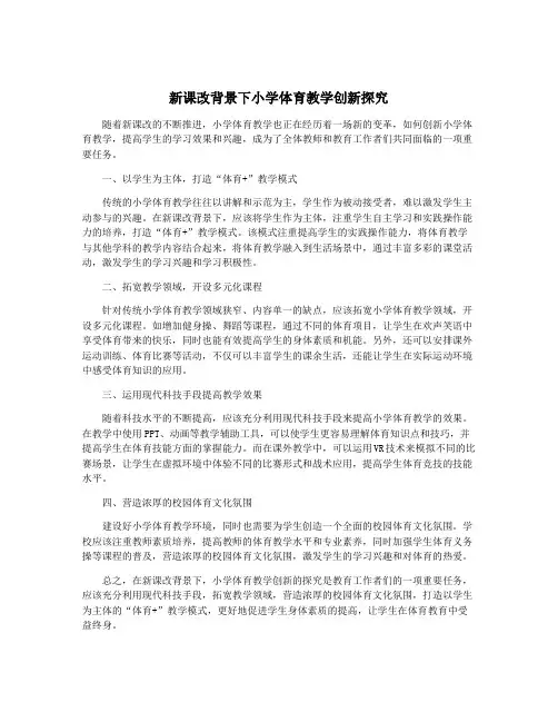 新课改背景下小学体育教学创新探究