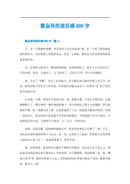 霍金传的读后感800字
